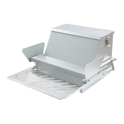 Chicken Feeder Automatic Treadle Feeder for Outdoor, 25lb Poultry Feeder with Weatherproof Lid, Sturdy Galvanized Steel Feeders for 6-12 Chickens 10 Days