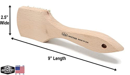 Brass Wire Utility Scrub Brush for Cleaning 9" Hardwood Handle (Made in USA)
