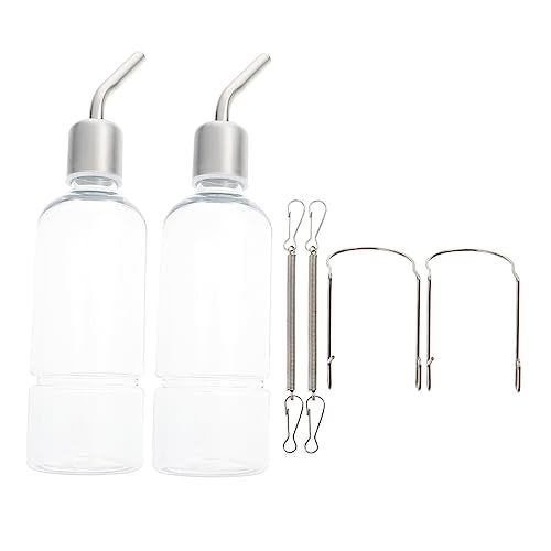 2pcs Hanging Water Bottle Dispenser for Rabbits Chinchillas Guinea Pigs Leakproof Durable Pet Drinking Transparent Design for Easy Monitoring