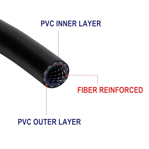 Black Braided Vinyl Tubing 5/8" - 25ft High Pressure Reinforced PVC Tube | Flexible, BPA Free , Perfect for Water Transfer in Workshop Home Garden - size: 5/8" ID, style: 25 ft