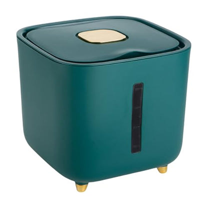 Grain Hopper - High Volume Sealed Provision Bin With Cover, Food Preservation Holder, Large Household Supply Vault, Animal Feed Reservoir, Clear Level Display | for Home Cupboard Pet Feeding Managemen - color: Green