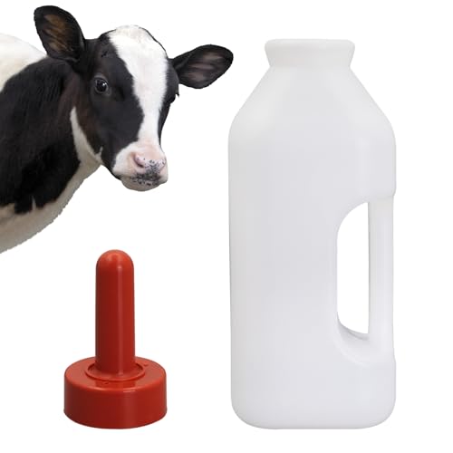 2 Quart Calf Nursing Feeding Bottle with a Replacement Nipple, Calves Nursing Milk Feeding Bottle with Handle Livestock Supplie