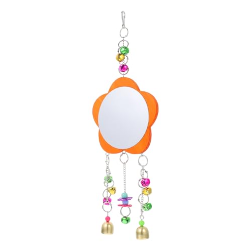 Luxshiny Hanging Chicken Mirror with Bells for Pet Birds and Hens Shatter-Resistant Rooster Mirror for Cage Enrichment and Interactive Play Safe Chewing Accessory for Parrots and Chickens