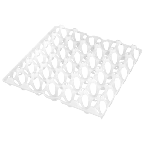 SINJEUN 15 Pack Plastic Egg Tray, 30 Cells Plastic Egg Flats, Stackable Egg Crates Holder for Storing, Sorting, and Shipping Eggs, White