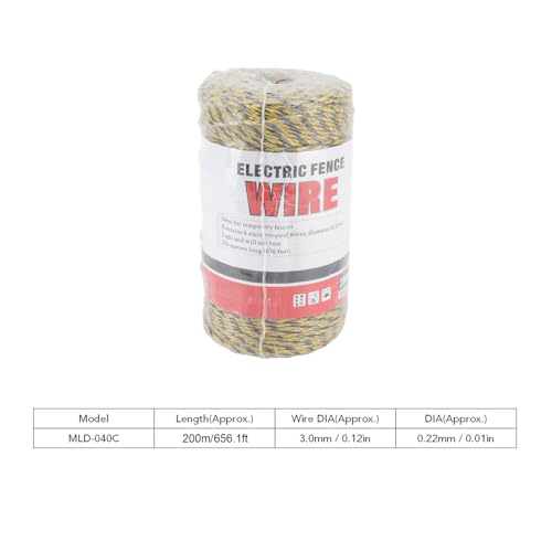 Electric Fence Wire, 6 Strand Stainless Steel 200M Poly Wire Electric Fencing Wire, Durable Polywire Electric Fence for Livestock(MLD-040C) - color: 040C