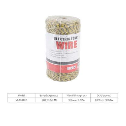Electric Fence Wire, 6 Strand Stainless Steel 200M Poly Wire Electric Fencing Wire, Durable Polywire Electric Fence for Livestock(MLD-040C) - color: 040C