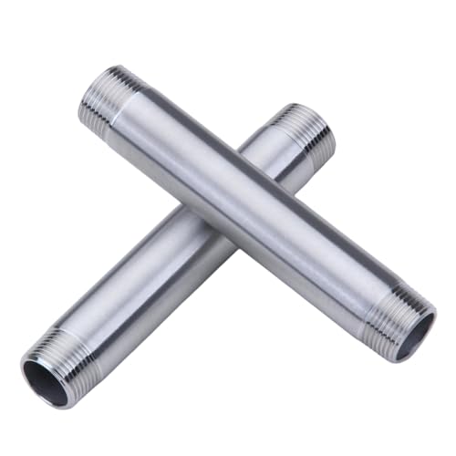 CONSTELLAR 304 Stainless Steel Pipe Nipple - 1" NPT Male x 1" NPT Male Threaded Fitting, 8 Inch (200mm) Length 3mm Wall Thickness Heavy Duty Seamless Pipe Nipple for Water Gas Oil fluid (1 Pack) - size: 1" NPT Male x 1" NPT Male, style: 200mm (8 inch)