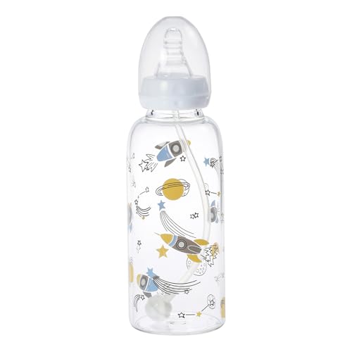 CutiePlusU Adult Glass Feeding Bottle Cute Printed Large Size Baby Bottles Cosmic Adventurer 13.5Oz/400ML - color: Cosmic Adventurer