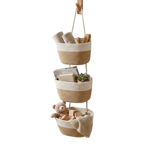 2026 New 3-Tier Cotton Door Basket Organizer, Hand-Woven Over-Door Storage for Bathroom Kitchen (C) - color: C