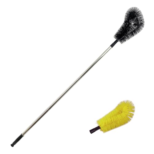 1 pcs 120 cm Huge Tank Brush (Yellow, with Extra Black Head), Big Brush Head Size (32 cm), Long Handle, with Extendable Stainless Steel Pole, PP Stiff-Bristled, for Large Water Bucket - color: 1 Pcs 120 Cm (Yellow)+extra Black Head