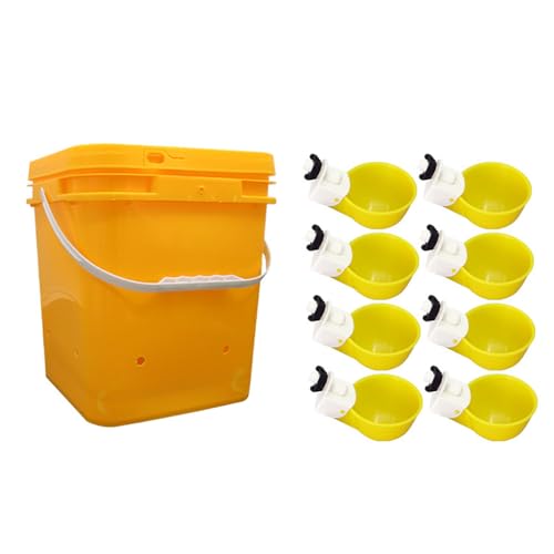 Outdoor Chicken Feeder Set, Poultry Feeder & Chicken Watering System, 12 Liter Large Capacity Automatic Chicken Waterer with Cups for Hens Ducks Quails Geese and Poultry (Color B) - color: Color B