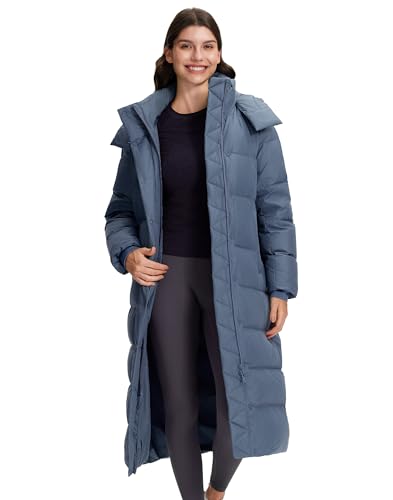 Pioneer Camp Women's Thickened Long Down Jacket 650+ Fill Power Puffer Jacket Winter Coat Parka Jacket with Hood - color: Grey, size: X-Large