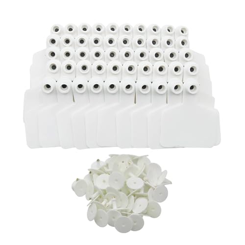 Blank Ear Tags (100 Pieces) Cattle Ear Tags Livestock Identification Cards Suitable for Cattle, Horses, Pigs, Goats, and Sheep White - color: White