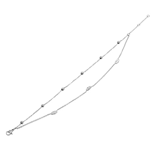 Charms Anklet Foot Bracelet for Women - color: Silver Feather with Chain