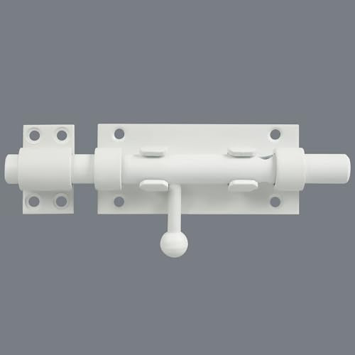 Alise Stainless Steel Gate Latch - Slide Bolt, Heavy Duty Door Latch, White Barrel Bolt, Security Slide Lock - color: White, size: 6 Inch (Regular)