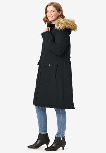 Woman Within Plus Size The Arctic Parka In Extra Long Length - color: Black, size: 22-24