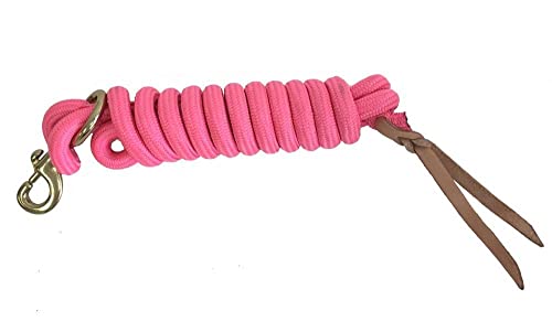 AJ Tack 9 Foot Nylon Lead Rope with Leather Popper - color: Lime Green