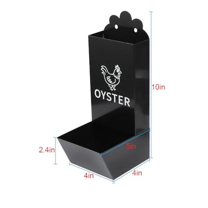 Kalekey 2 Pack Metal Chicken Feeder, Oyster Shell and Grit Feeder Hanging/Ground Chicken Coop Feeder with Durable Iron Construction for Hens & Chicks (Black & Red)