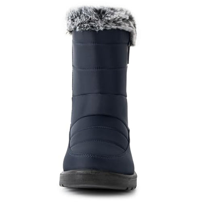 Alpine Swiss Lexie Women’s Snow Boots | Waterproof Faux Fur Lined | Warm Cozy Winter Booties | Anti-Slip Sole | Stylish Outdoor Shoes - color: Navy, size: 9