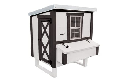 OverEZ Farmhouse Medium Chicken Coop for up to 10 Chickens - Nesting Box - Large Bird, Poultry and Hen House, Made in USA - color: Farmhouse