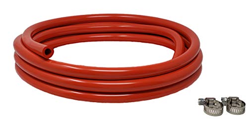 Sealproof Red 5/16-Inch ID, 9/16-Inch OD Food Grade Vinyl Tubing, 10 FT CO2 Gas Line with 2 Hose Clamps, for Homebrewing, Kegerator, Draft Systems, Beer Air Hose, 1/4" Wall Thickness - Made in USA - color: Red - 10 FT