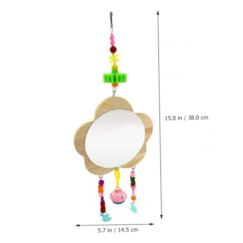 BESPORTBLE Creative Wooden Chicken Hanging Mirror Toy Bell Fun Rooster Hen Activity Mirror for Coop Engaging Design to Relieve Boredom and Promote Healthy Growth
