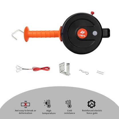 Electric Fence Gate Handle, Built in 6mm Electric Fence Rope Length 10m | Retractable Reusable Electric Fence Handle Allowing Free Entry and Exit Without Power Interruption - size: Wire Gate Handle - 10M