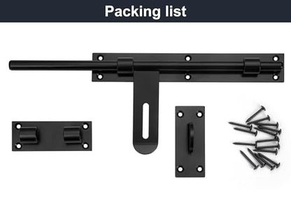 Slide Bolt Gate Latch, 17in, Thickened for Large Wooden/Metal Gates, Face Mount, Weld/Screws on Gate Left/Right Side, Fence Gate Latch, Barn Door Lock, Rustic Gate Lock Hardware(Patent Pending)