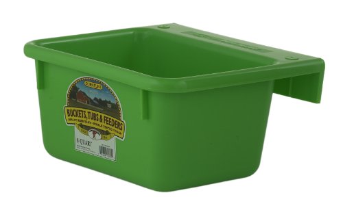 Little Giant® Plastic Mini Feeder | Fence Feeder | Goat Feeder | Durable & Mountable Bucket for Livestock | Made in USA | 6 Quart | Lime Green
