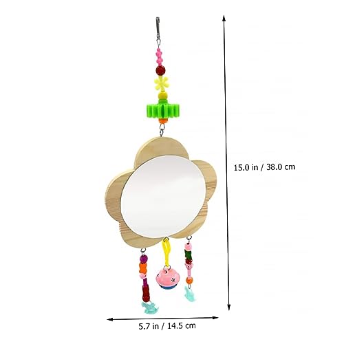 Happyyami Creative Hen Mirror Toy Wooden Hanging Mirror for Chickens Promotes Fun Healthy Growth Poultry Accessory for Coop Playtime Intellectual Development