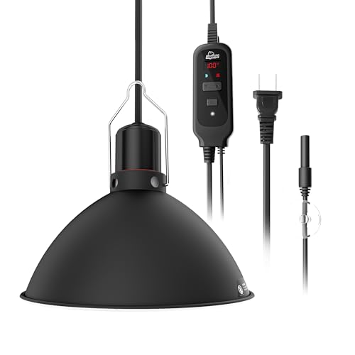 Reptile Light Fixture with Dimming Thermostat, 8.5 Inch Deep Dome Lamp Fixture with Temperature Controller for Bearded Dragon, Turtle, Snake and Lizard Tanks, Max 150W - size: 8.5 inch deep
