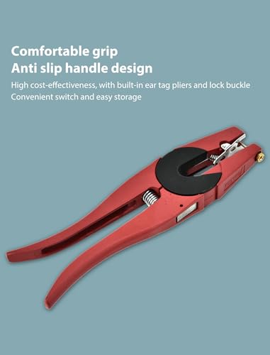 Livestock Ear Tag Plier, Animal Ear Tag Install Tool 90 Degrees Applicator Puncher Tagger for Livestock Pigs Sheep Goats Cattles Cows