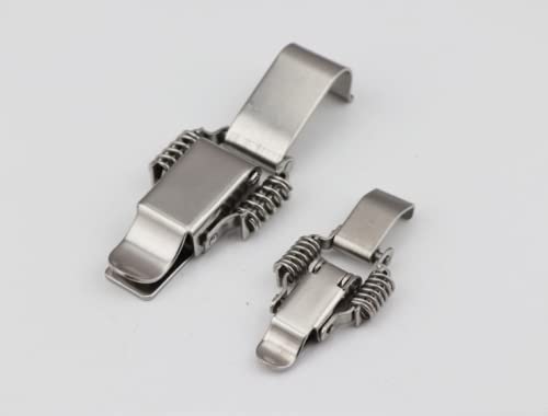 NRC&XRC Stainless Steel All in one Double Spring Locking Latch hasps Chest Toggle Catch Clasp Furniture Hardware Accessories w/Screws (2, S) - size: Small