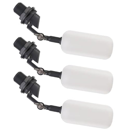 0.5 Inch Float Valves Automatic Water Filler for animal drinking 1/2" Adjustable Float Valve for Ponds & Livestock Troughs Durable Plastic and Easy Install for farm use (3-Pack White)