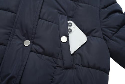 MOERDENG Women's Waterproof Long Winter Coat Thickened Down Alternative Jacket Warm Puffer Jacket Parka - color: Navy, size: Small