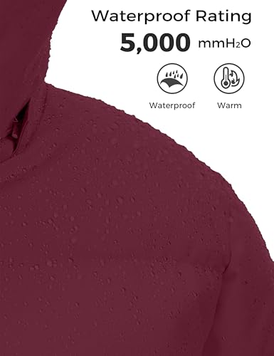 ZSHOW Women's Long Quilted Winter Coat Waterproof Warm Puffer Jacket Parka with Detachable Hood - color: Wine Red, size: X-Large