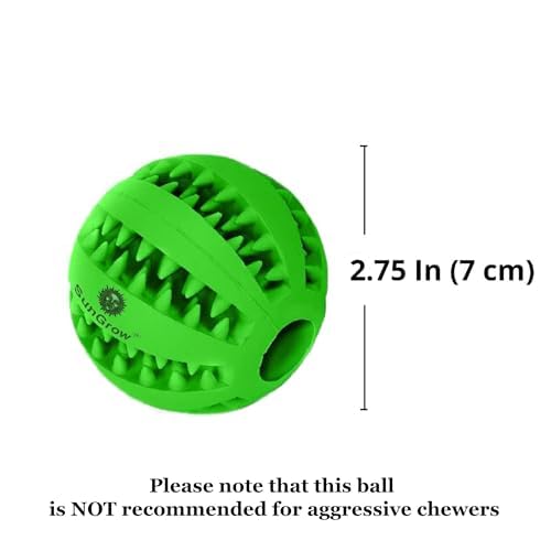 SunGrow Teething Treat Chew Ball for Rabbit, Ferret, Guinea Pig, Puppy, Kitten Tooth Clearing Puzzle Treat Dispenser, Aquarium Fish Bloodworm & Snack Holder, 2.75 inches