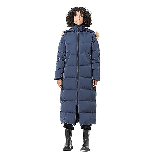 Fitouch Women's Waukee Long Down Coat Parka Jacket | 750+ Fill Power | Full-Length - color: Navy_fullguard_balancewarmer, size: Small
