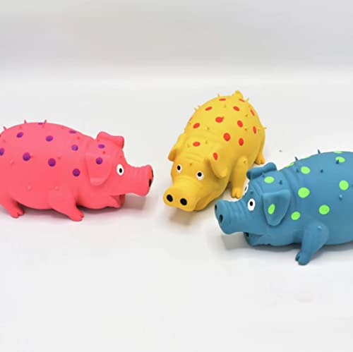 Squeaky Pig Dog Toys, 2 Pack Grunting Pig Dog Toy that Oinks Grunts for Small Medium Large Dogs, Grunting Pig Sound Play Dog Toy - color: Blue and Purple