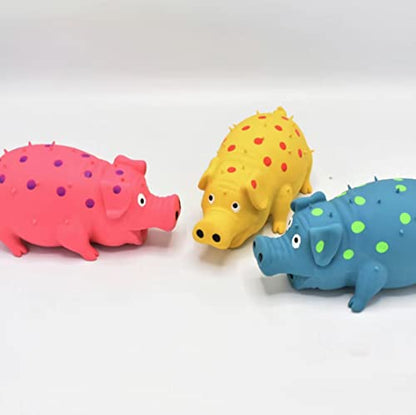 Squeaky Pig Dog Toys, 2 Pack Grunting Pig Dog Toy that Oinks Grunts for Small Medium Large Dogs, Grunting Pig Sound Play Dog Toy - color: Blue and Purple
