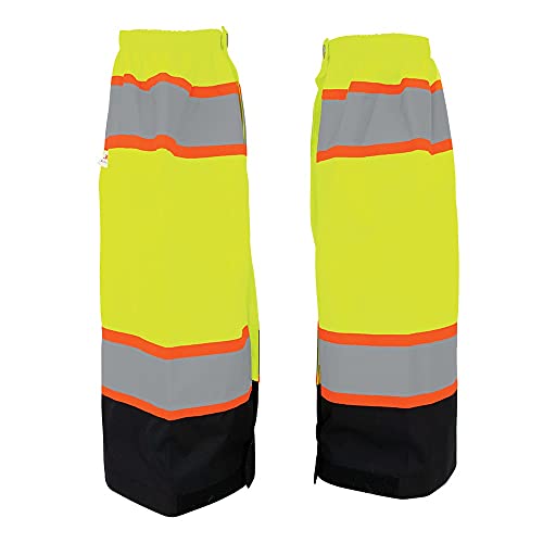 GGS Leg Gaiters - High Visibility Polyester with Reflective Tape, Lightweight Safety Gear for Hunting, Construction/Roadwork, Outdoor Projects, Universal Fit, Yellow/Green - color: High-visibility Yellow/Green, style: Solid Polyester