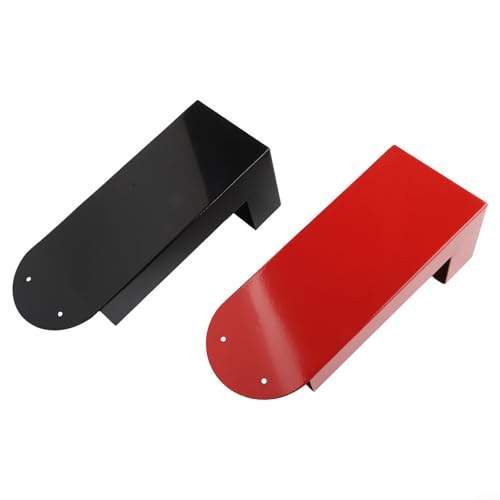 Metal Chicken Feeder Snack Dispenser with Hanging or Fixed Mount Automatic Feeding Trough for Poultry with Waste-Reducing Semi-Enclosed Design Robust Construction Red Black