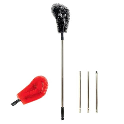1 pcs 200 cm Huge Tank Brush (Red, with Extra Black Head), Big Brush Head Size (32 cm), Long Handle, with Extendable Stainless Steel Pole, PP Stiff-Bristled, for Large Water Bucket - color: 1 Pcs 200 Cm (Red)+extra Black Head