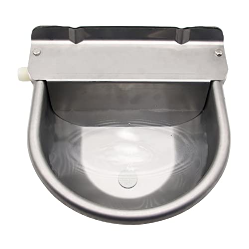 Automatic Livestock Waterer Bowl Kit 3/4" GHT Hose & 2 Drain Plugs | 304 Stainless Steel | Float Valve Auto Refill Water Dispenser |for Large Dogs,Horse,Chicken, Goat, Pig | 2.5L Capacity