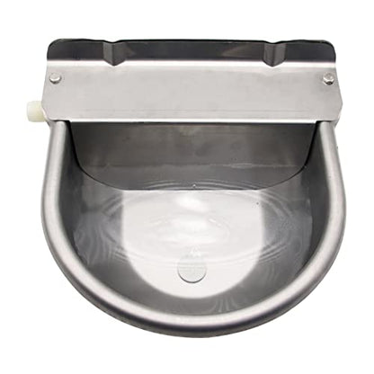 Automatic Livestock Waterer Bowl Kit 3/4" GHT Hose & 2 Drain Plugs | 304 Stainless Steel | Float Valve Auto Refill Water Dispenser |for Large Dogs,Horse,Chicken, Goat, Pig | 2.5L Capacity