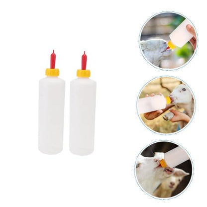 Sosoport 2sets Multi-Purpose Goat Milk Bottle Feeder for Cows Sheep Goats Farm Animals Can Nipple Nursing Bottle