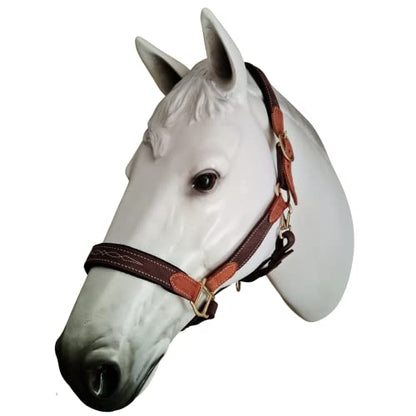 Vibrania Padded Leather Pony Horse Halter in Two Tone Super Soft Premium Distressed Leather with Solid Brass Hardware (Pony Size, Brown) - color: Brown, size: Pony Size