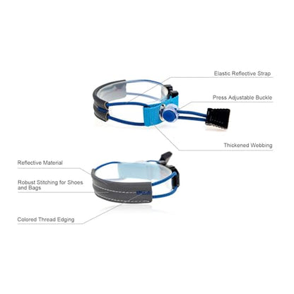 ZJchao Reflective Cycling Leg Bands Adjustable Ankle Straps with Stable Buckles for Riding Night Safety PU Leather Blue