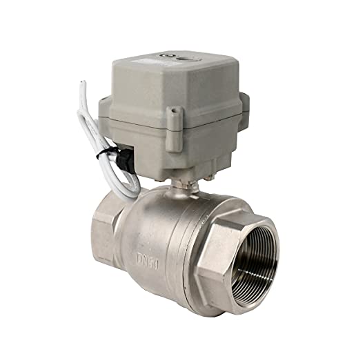 DC 12V 2-Way Motorized Ball Valve NPT 2'' Electric Ball Valve CR2-01 with Manual Override & Indicator Stainless Steel 304 - color: A150-T50-SS
