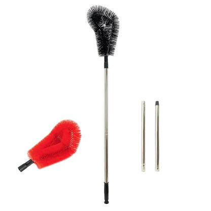 1 pcs 160 cm Huge Tank Brush (Red, with Extra Black Head), Big Brush Head Size (32 cm), Long Handle, with Extendable Stainless Steel Pole, PP Stiff-Bristled, for Large Water Bucket - color: 1 Pcs 160 Cm (Red)+extra Black Head
